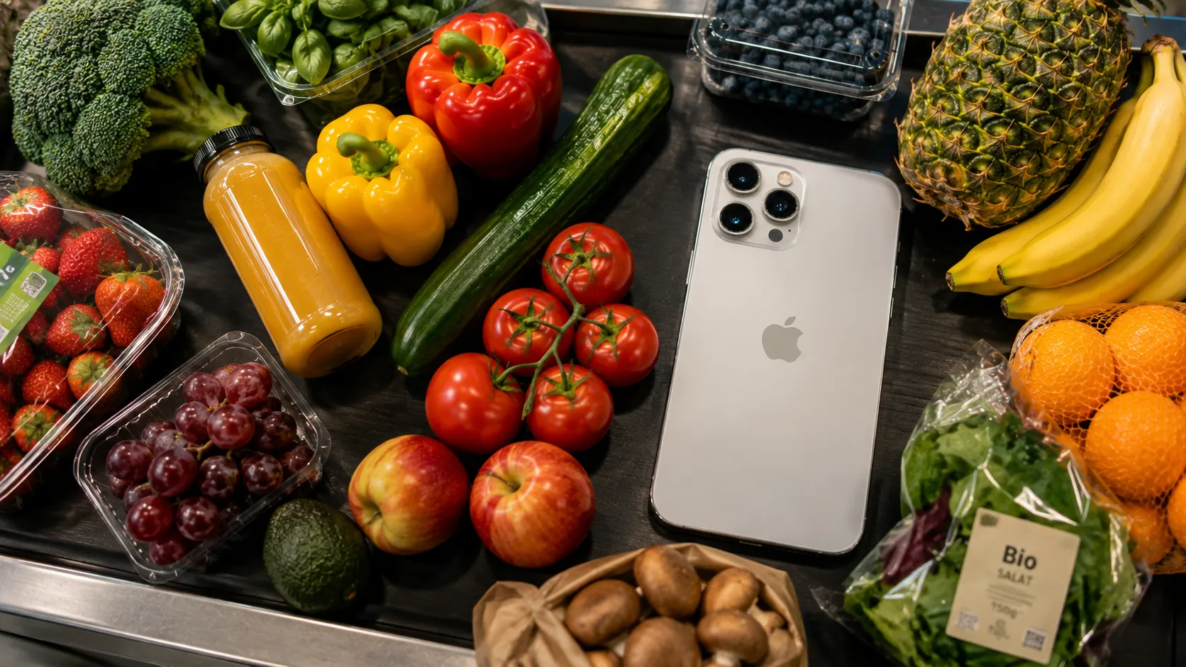 Smartphone bei einem lokalen Einkauf